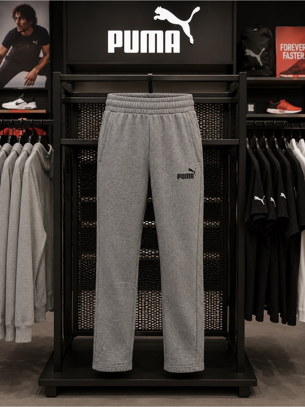Puma Gray Men's Fleece Joggers with Logo